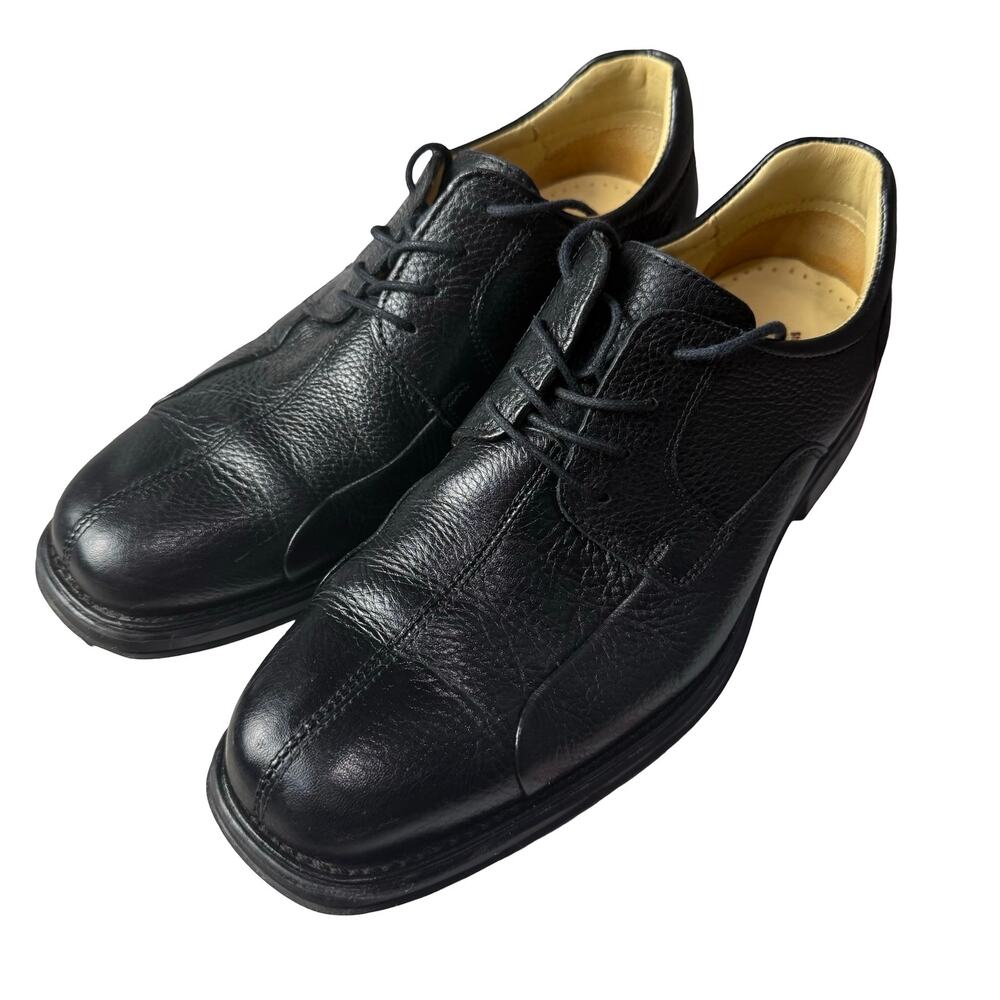STUDIO BELVEDERE Black Leather Dress Shoes Oxfords Bay Bridge Pebble Lace 10.5 D